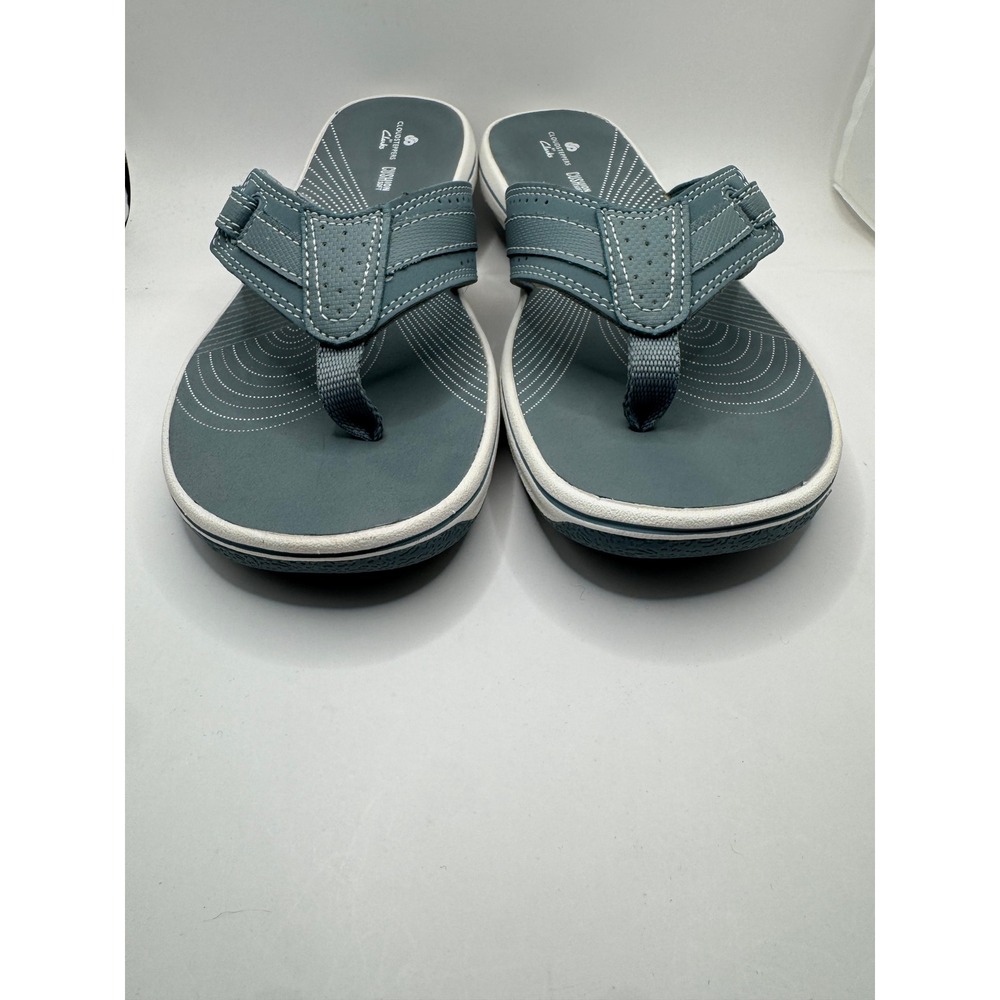 Clarks Cloudsteppers Brinkley Jazz Blue Cushion Soft Flip Flop Sandals Womens